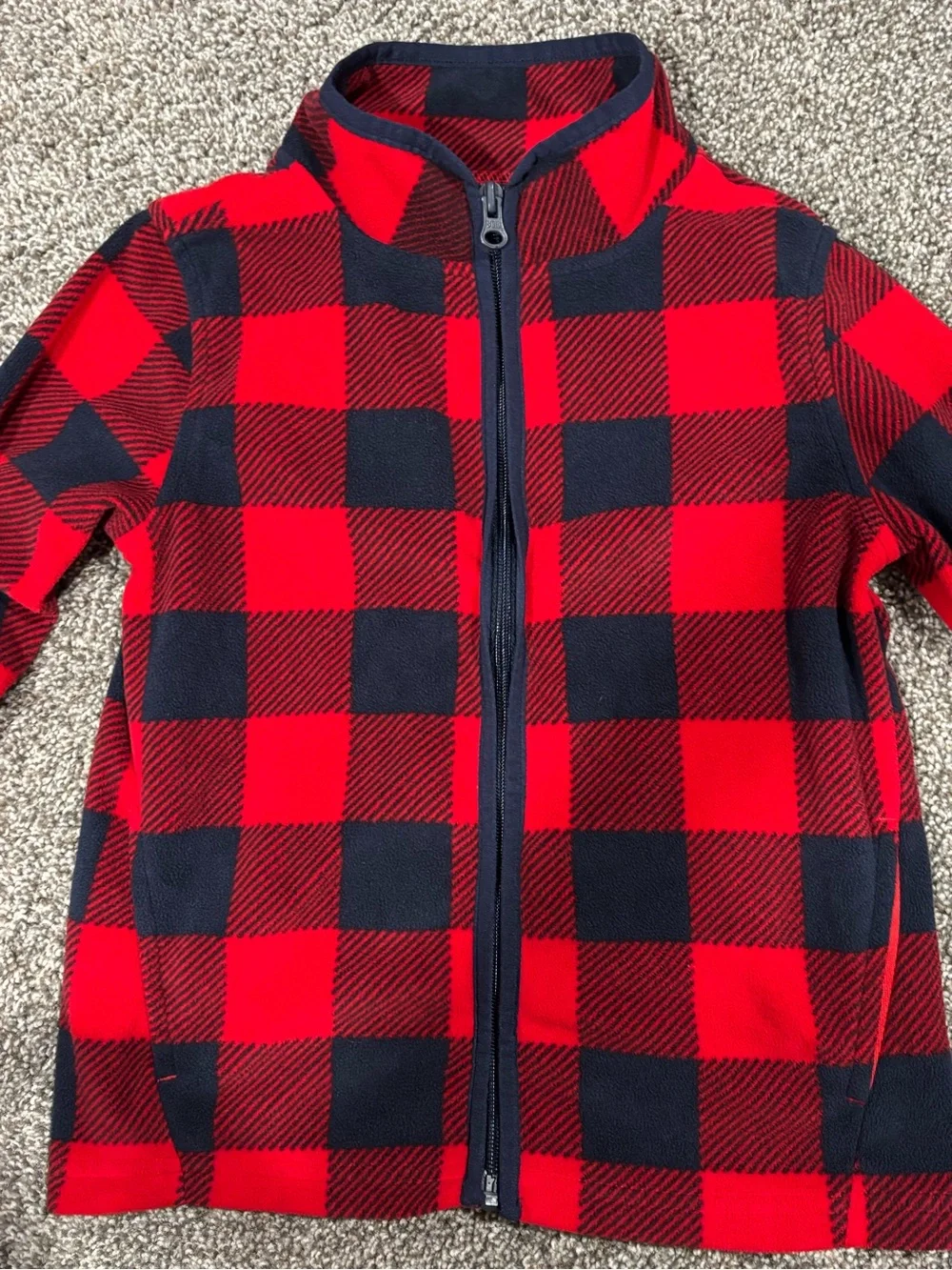 OshKosh B'gosh Red and Black Buffalo Plaid Fleece Jacket